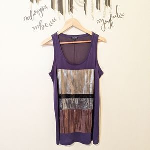 Express Y2K Metallic Sequin Tank Large